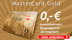 Gebührenfreie Kreditkarte MasterCard Gold